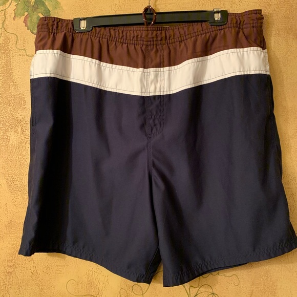 Men’s Islander navy blue/brown swim trunks sz lrg - Picture 1 of 6